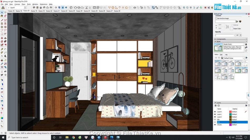 Model Sketchup Phòng ngủ,Model SU phòng ngủ,Su phòng ngủ,Model phòng ngủ,file sketchup phòng ngủ